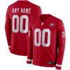 Custom San Francisco 49ers Scarlet Therma Long Sleeve Jersey - All Stitched