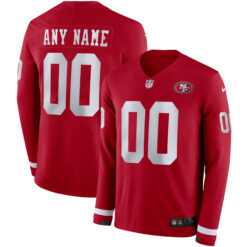 Custom San Francisco 49ers Scarlet Therma Long Sleeve Jersey - All Stitched