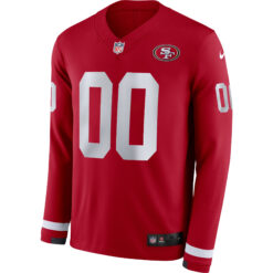 Alternative view of Custom San Francisco 49ers Scarlet Therma Long Sleeve Jersey - All Stitched