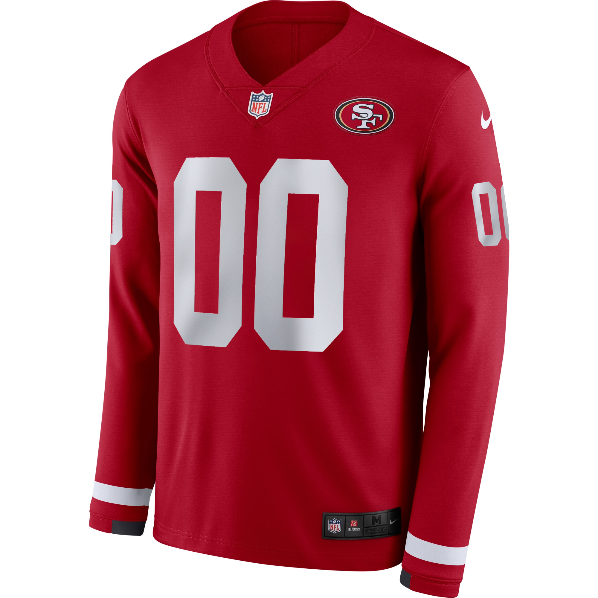 Custom San Francisco 49ers Scarlet Therma Long Sleeve Jersey - All Stitched - Image 2