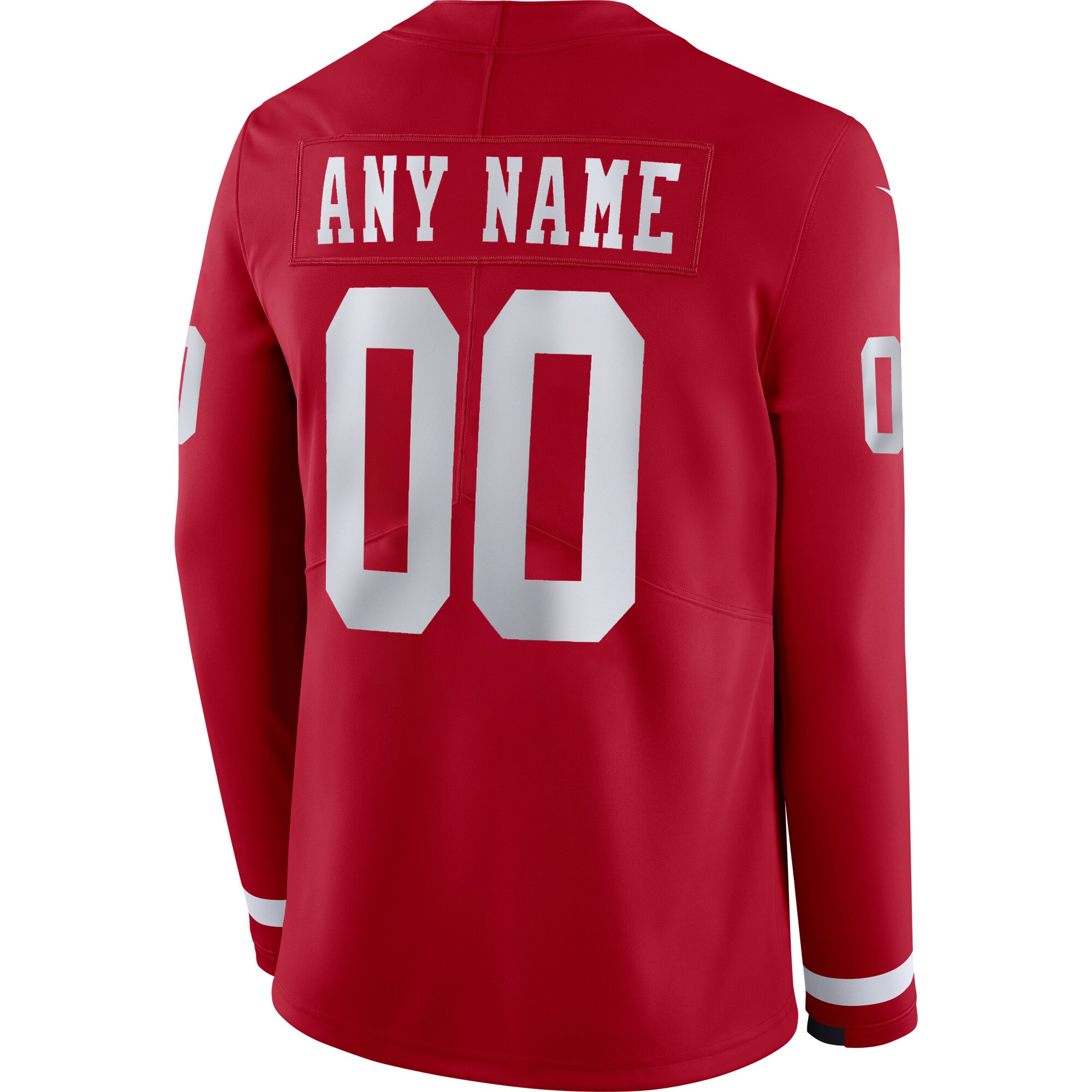 Custom San Francisco 49ers Scarlet Therma Long Sleeve Jersey - All Stitched - Image 3
