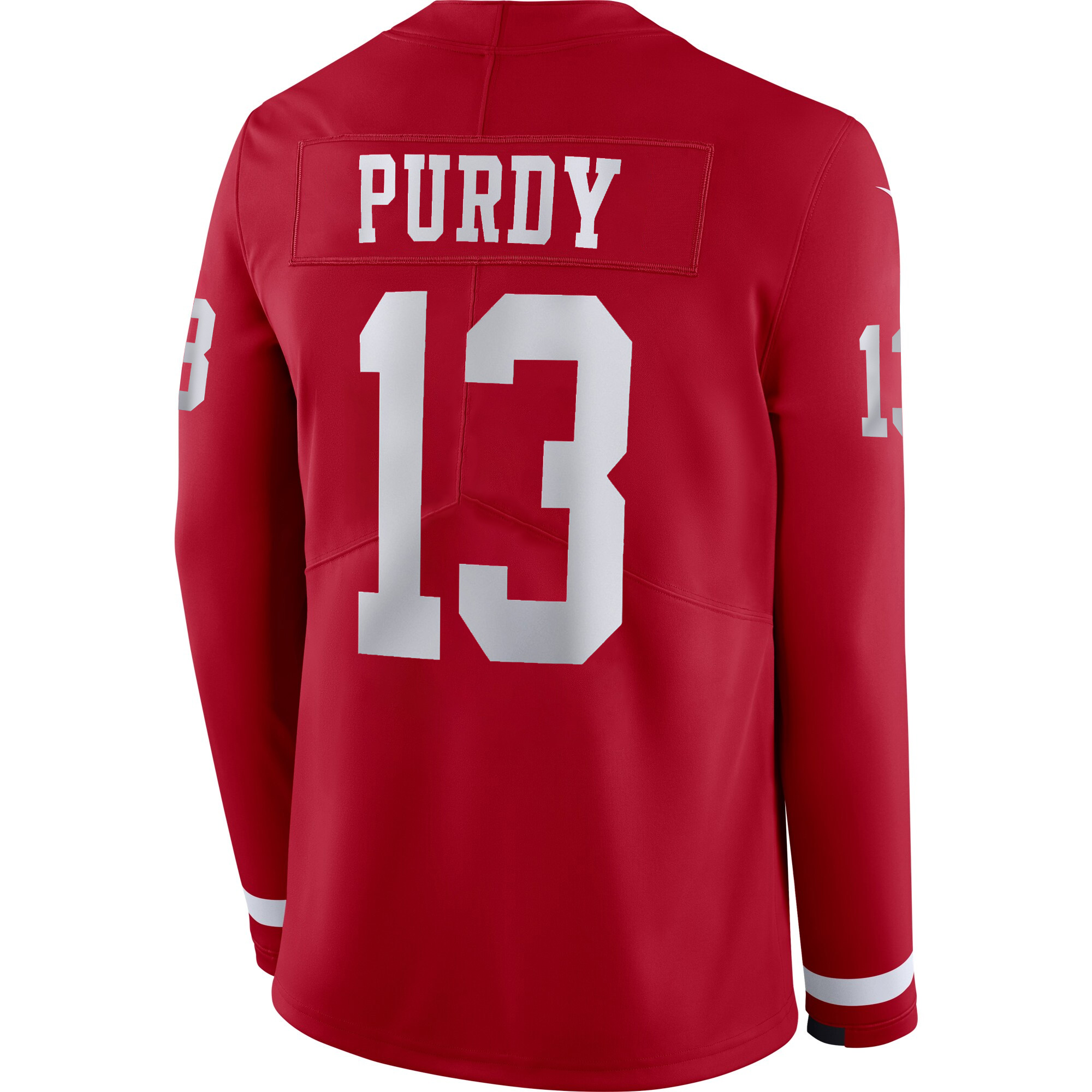 Brock Purdy San Francisco 49ers Scarlet Therma Long Sleeve Jersey - All Stitched - Image 3