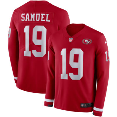 Deebo Samuel San Francisco 49ers Scarlet Therma Long Sleeve Jersey - All Stitched