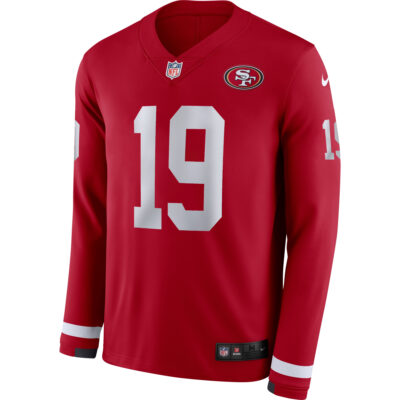 Alternative view of Deebo Samuel San Francisco 49ers Scarlet Therma Long Sleeve Jersey - All Stitched