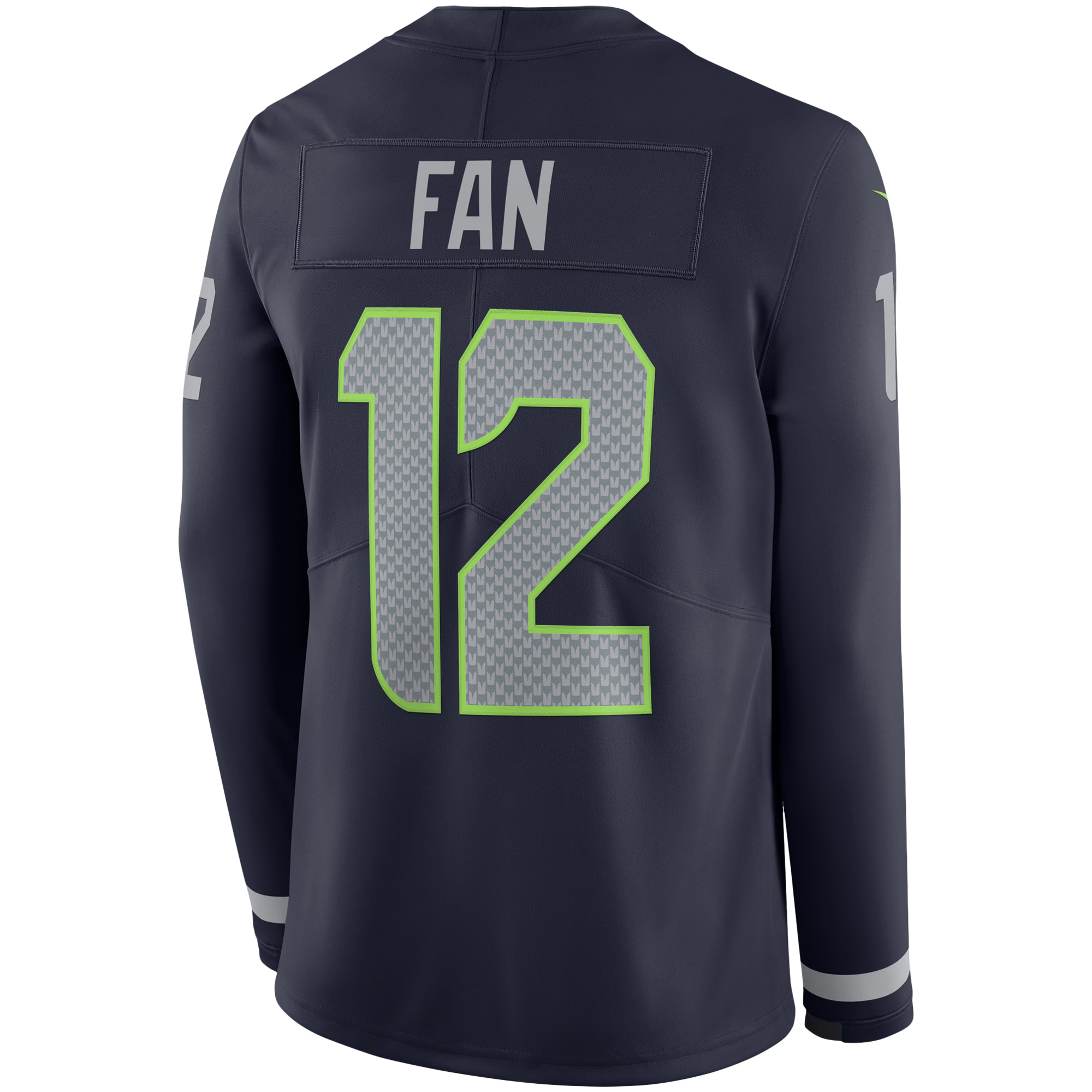 12th Fan Seattle Seahawks Navy Therma Long Sleeve Jersey - All Stitched - Image 3
