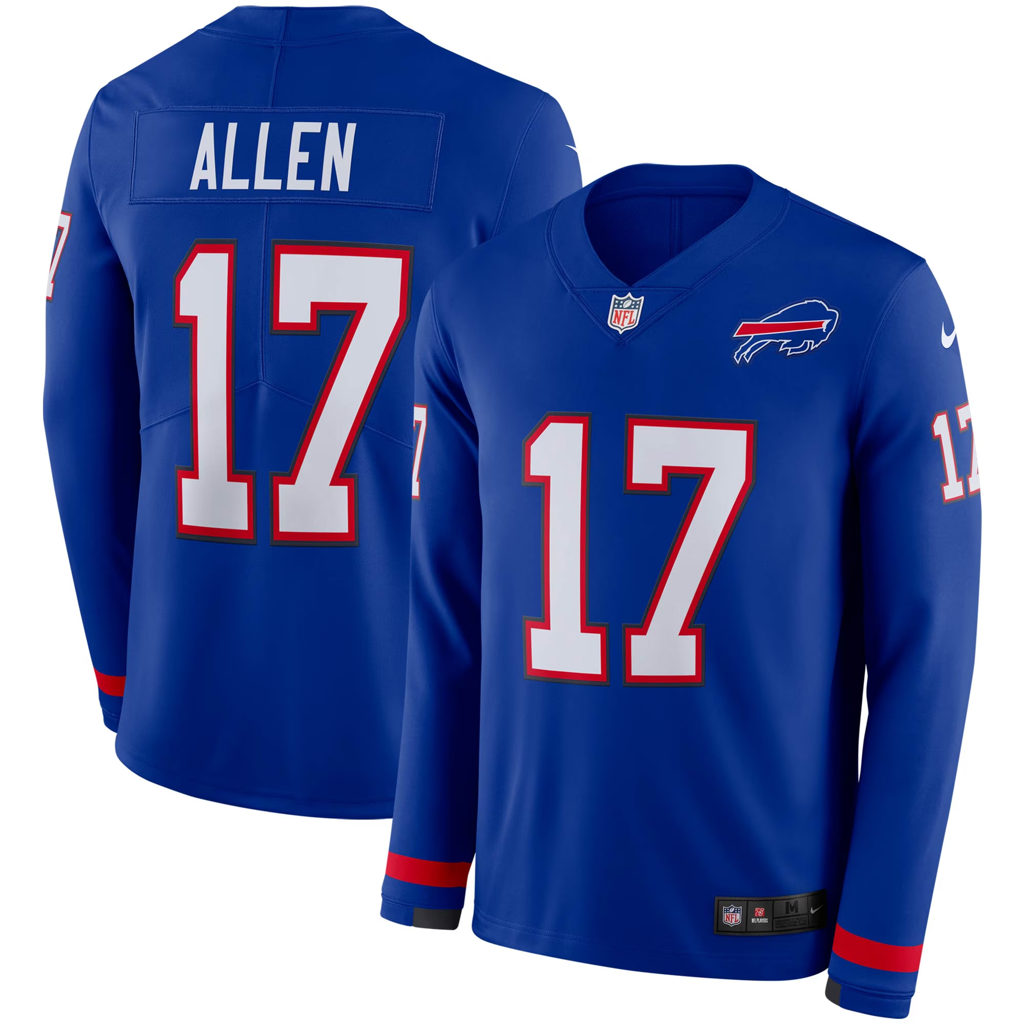 Josh Allen Buffalo Bills Royal Therma Long Sleeve Jersey - All Stitched
