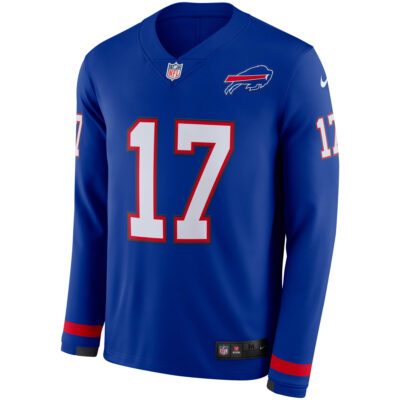 Alternative view of Josh Allen Buffalo Bills Royal Therma Long Sleeve Jersey - All Stitched