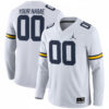 Custom Michigan Wolverines Football White Therma Long Sleeve Jersey - All Stitched