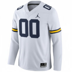 Alternative view of Custom Michigan Wolverines Football White Therma Long Sleeve Jersey - All Stitched