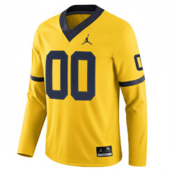 Alternative view of Custom Michigan Wolverines Football Maize Therma Long Sleeve Jersey - All Stitched