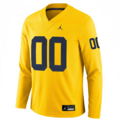 Alternative view of Custom Michigan Wolverines Football Alternate Maize Therma Long Sleeve Jersey - All Stitched