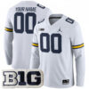 Custom Michigan Wolverines Football White Therma Long Sleeve Jersey w/ B1G Patch - All Stitched