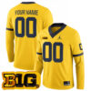 Custom Michigan Wolverines Football Maize Therma Long Sleeve Jersey w/ B1G Patch - All Stitched