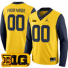 Custom Michigan Wolverines Football Maize Inverted Therma Long Sleeve Jersey w/ B1G Patch - All Stitched