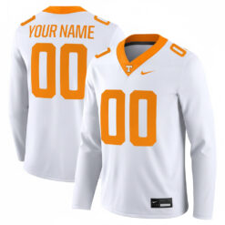 Custom Tennessee Volunteers Football White Therma Long Sleeve Jersey - All Stitched