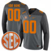 Custom Tennessee Volunteers Football Smokey Grey Therma Long Sleeve Jersey w/ SEC Patch - All Stitched