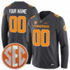 Custom Tennessee Volunteers Football Smokey Grey Tennessee State Therma Long Sleeve Jersey w/ SEC Patch - All Stitched