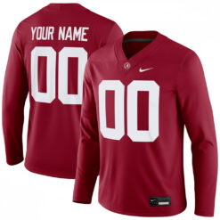 Custom Alabama Crimson Tide Football Crimson Therma Long Sleeve Jersey - All Stitched