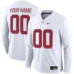 Custom Alabama Crimson Tide Football White Therma Long Sleeve Jersey - All Stitched
