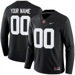 Custom Alabama Crimson Tide Football Black Therma Long Sleeve Jersey - All Stitched