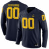 Custom Michigan Wolverines Football Navy Therma Long Sleeve Jersey - All Stitched