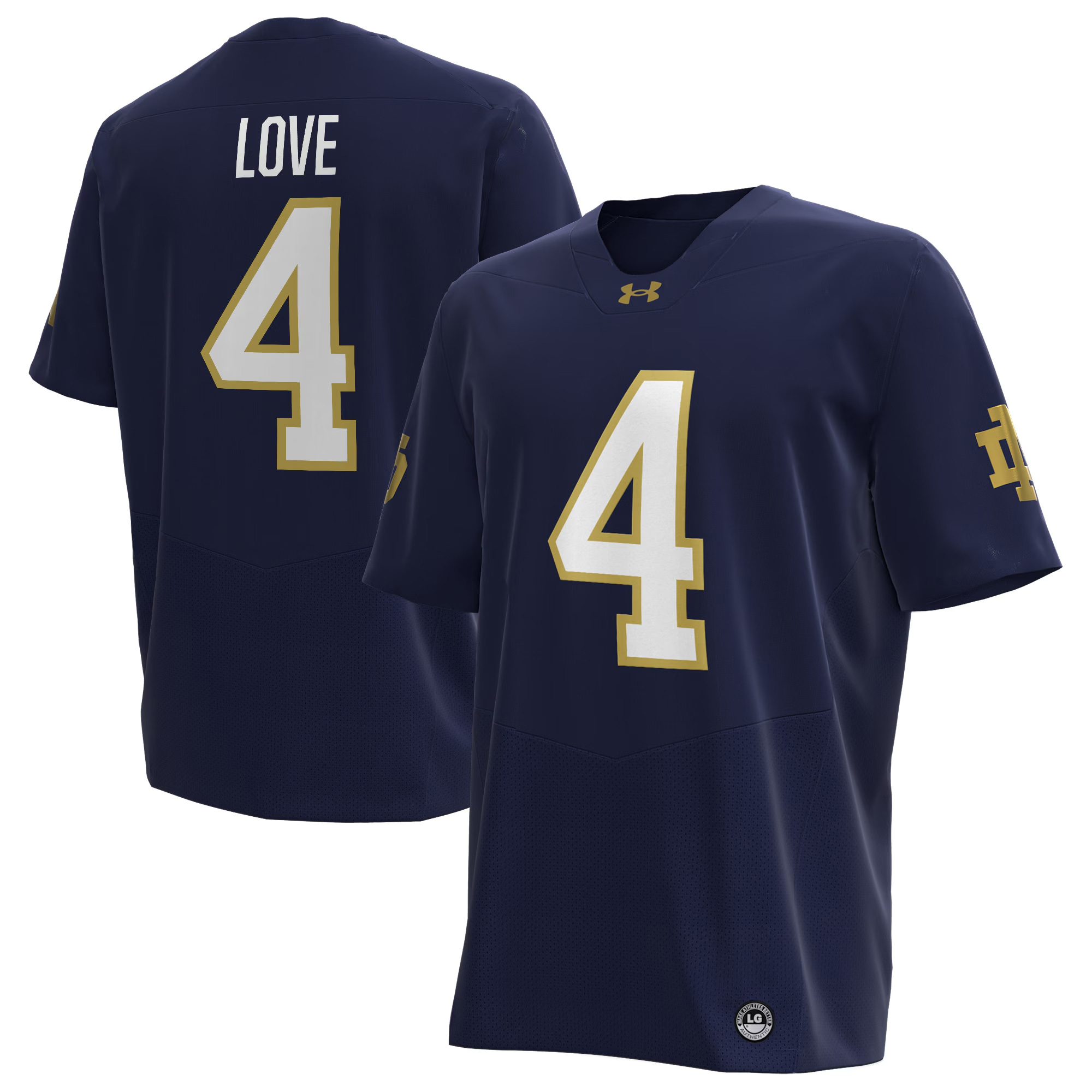 Jeremiyah Love Notre Dame Fighting Irish Football Navy Jersey - All Stitched