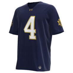 Alternative view of Jeremiyah Love Notre Dame Fighting Irish Football Navy Jersey - All Stitched