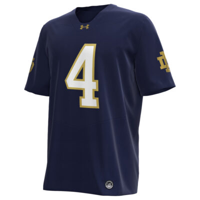 Alternative view of Jeremiyah Love Notre Dame Fighting Irish Football Navy Jersey - All Stitched