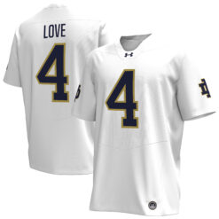 Jeremiyah Love Notre Dame Fighting Irish Football White Jersey - All Stitched