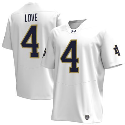 Jeremiyah Love Notre Dame Fighting Irish Football White Jersey - All Stitched