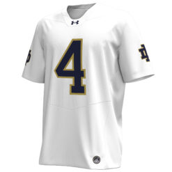 Alternative view of Jeremiyah Love Notre Dame Fighting Irish Football White Jersey - All Stitched