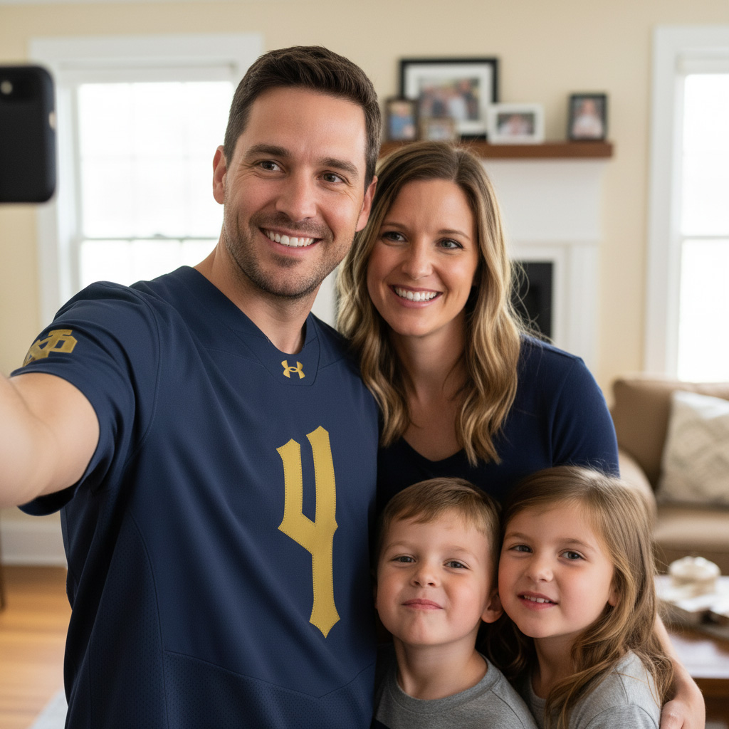 Jeremiyah Love Notre Dame Fighting Irish Football Navy 2024 Shamrock Series Jersey - All Stitched - Image 4