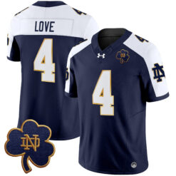 Jeremiyah Love Notre Dame Fighting Irish Football Navy Alternate Vapor F.U.S.E Limited Jersey - All Stitched