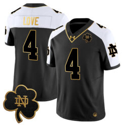 Jeremiyah Love Notre Dame Fighting Irish Football Black Gold Alternate Jersey - All Stitched
