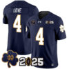 Jeremiyah Love Notre Dame Fighting Irish Football Navy 2025 CFP Patch Jersey - All Stitched