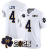 Jeremiyah Love Notre Dame Fighting Irish Football White 2025 CFP Patch Jersey - All Stitched