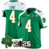 Jeremiyah Love Notre Dame Fighting Irish Football Green Alternate 2025 CFP Patch Jersey - All Stitched