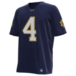 Alternative view of Jeremiyah Love Notre Dame Fighting Irish Football Navy Home Jersey - All Stitched
