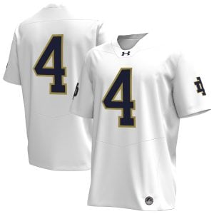 Jeremiyah Love Notre Dame Fighting Irish Football White Away Jersey - All Stitched