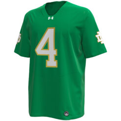 Alternative view of Jeremiyah Love Notre Dame Fighting Irish Football Green Alternate Jersey - All Stitched