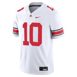Alternative view of Julian Sayin Ohio State Buckeyes Football White Game Jersey - All Stitched