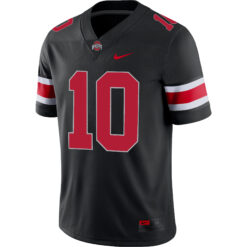 Alternative view of Julian Sayin Ohio State Buckeyes Football Black Game Jersey - All Stitched
