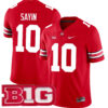 Julian Sayin Ohio State Buckeyes Football Scarlet Game Jersey w/ B1G Patch - All Stitched