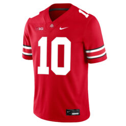 Alternative view of Julian Sayin Ohio State Buckeyes Football Scarlet Game Jersey w/ B1G Patch - All Stitched