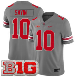Julian Sayin Ohio State Buckeyes Football Grey Game Jersey w/ B1G Patch - All Stitched