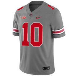 Alternative view of Julian Sayin Ohio State Buckeyes Football Grey Game Jersey w/ B1G Patch - All Stitched