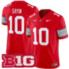 Julian Sayin Ohio State Buckeyes Football Scarlet Heritage Stripe Vapor F.U.S.E Limited Jersey w/ B1G Patch - All Stitched