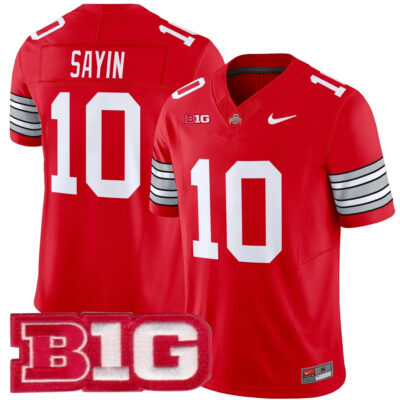Julian Sayin Ohio State Buckeyes Football Scarlet Heritage Stripe Vapor F.U.S.E Limited Jersey w/ B1G Patch - All Stitched