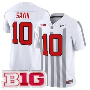Julian Sayin Ohio State Buckeyes Football White Throwback Vapor F.U.S.E Limited Jersey w/ B1G Patch - All Stitched