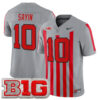 Julian Sayin Ohio State Buckeyes Football Grey Throwback Vapor F.U.S.E Limited Jersey w/ B1G Patch - All Stitched